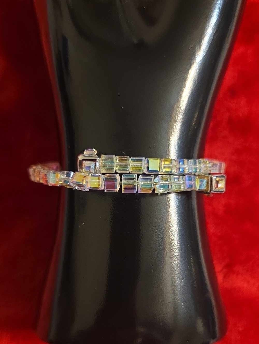 Swarovski Iridescent Cubic Crystal Stretch Bracelet - Multi-Color